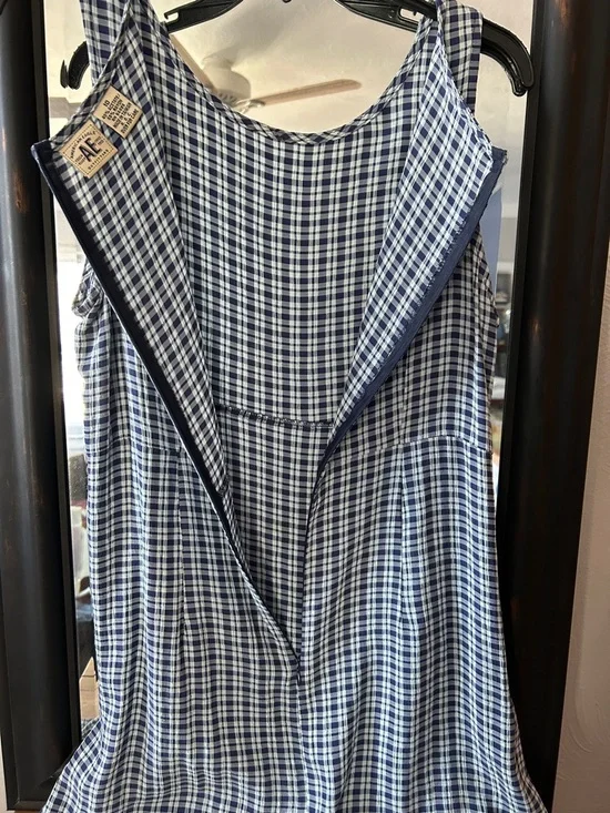 American Eagle Outfitters Navy and White Plaid Mini Dress Vintage Size 10 - Picture 6 of 9